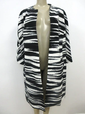 Chaqueta Blazer Kasper Geométrica Negra Blanca Manga 3/4 Talla 16 Plus NUEVA Foto 1 de 4