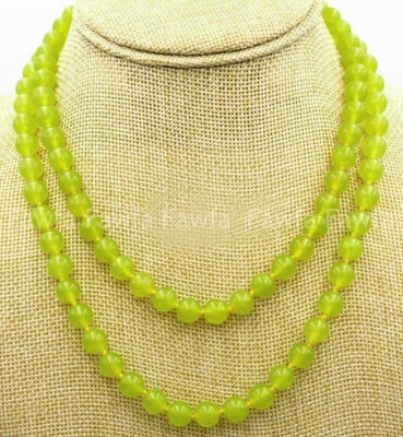 Genuine Natural 8/10/12mm Green Peridot Round Gemstone Beads Long Necklace 36" - Image 1 of 3