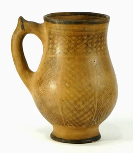 = Before 1864 Grand Kabyle Earthenware Pottery Pitcher w. Geometric Patterns - Picture 1 of 13