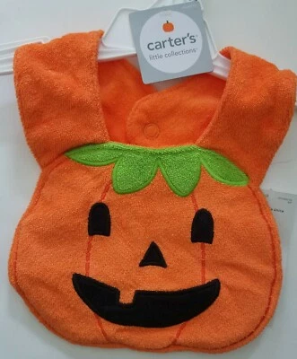 Babero Carter’s Halloween Naranja Calabaza Bebé Nuevo Talla Única Foto 1 de 3