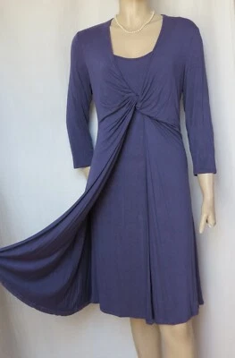Laura Ashley Kleid 40 lila uni Jersey  Viskose Dreiviertel-Ärmel - Bild 1 von 4