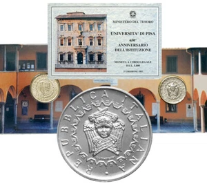 ITALY 5000 Lire 1993 Silver BU '650th Anniversary -University of Pisa' Mint Pack - Picture 1 of 6