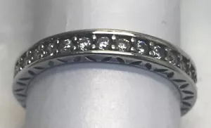 Silver Filigree Cubic Zirconia Channel Set 3mm Eternity Band Ring Size 7 - Picture 1 of 2
