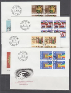 Switzerland Mi 1116/1141, 1978 issues, 5 cplt sets of blocks on 12 FDCs - Picture 1 of 4