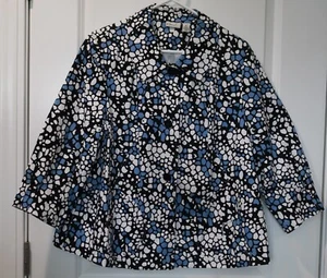 Mantel Jacke Blazer Kim Rogers XL schwarz weiß blau 3/4 Ärmel gefüttert Neu ohne Etikett - Bild 1 von 1