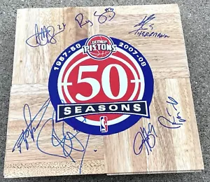 2007-08 DETROIT PISTONS Team SIGNED 12X12 Wood Floor ANTONIO MCDYESS - Picture 1 of 1