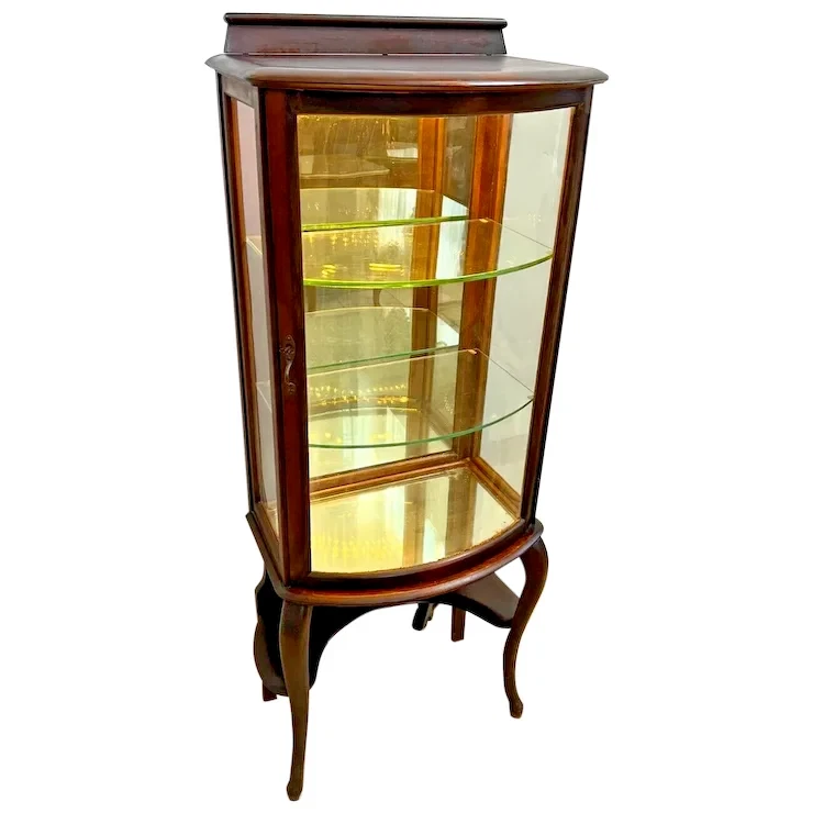 Antiguo Gabinete China Curio Rockford Muebles Pequeño Vidrio Curvo Iluminado LED Foto 1 de 4