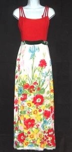 1960's 1970'S PROM DRESS SPAGHETTI STRAP VINTAGE  MAXI DRESS  BOHO CHIC MOD FAB - Picture 1 of 3