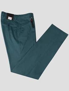 NEW PESCAROLO PANTS GREEN COTTON SILK EA SIZE 34 US 50 EU PZD179 - Picture 1 of 3