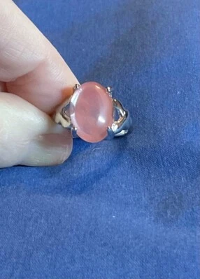 CHERRY QUARTZ RING Size 7 1/4, Natural Baby Pink Gemstone, Pretty Light Pink - Image 1 of 4