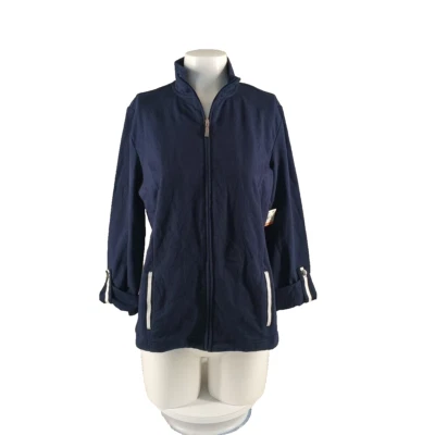 NUEVO CON ETIQUETAS KAREN SCOTT CHAQUETA DE FELPA FRANCESA PEQUEÑA (4-6) cremallera completa algodón azul Foto 1 de 4