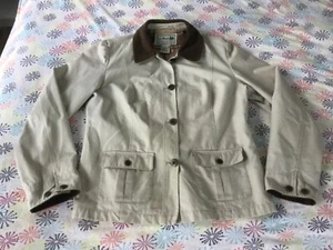 LL Bean Women's Barn Coat Chore Jacket 0JXT2 Flannel Lined Bone MED Corduroy - Picture 1 of 11