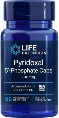 Life Extension piridoxal 5'-fosfato 100 mg Vit B6 para olho nervoso cardíaco 60 cápsulas - Imagem 1 de 2