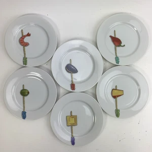 CRATE & BARREL Tidbits Nancy Green Porcelain Plates 6.5" Set of 6 Made in Japan - Picture 1 of 24
