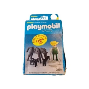 Schaper Playmobil contadino e cavallo 1983 vintage #2955 con scatola aperta - Foto 1 di 6