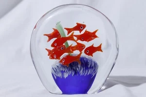 Fermacarte in vetro artistico acquario ciotola pesce soffiato a mano Murano - Foto 1 di 5