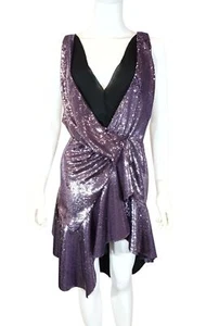 Philosophy Di Lorenzo Serafini Purple Sequin Plunge Mini Dress - UK6 - Foto 1 di 4
