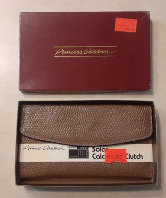 Vintage Prince Gardner Clutch Solar Calculator Brown Pigskin 1980s NEW IN BOX - Image 1 of 4