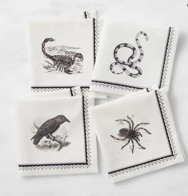 Juego de 4 servilletas de cóctel Williams Sonoma Spooky Soiree nuevas 10" x 10" Foto 1 de 4