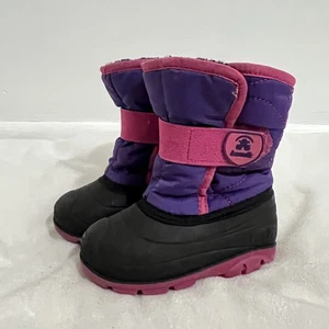 Kamik Mädchen Winter Schnee Stiefel Lila Rosa Kunstfell Gefüttert Wasserdicht Größe 8 Schuhe - Bild 1 von 9