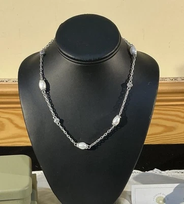 Collar de cadena Judith Ripka de plata esterlina cultivada de perlas de agua dulce estación 18 Foto 1 de 4