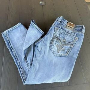 Rock Revival Jeans Mens 40x32 Caledon Straight Blue Stretch Premium Denim READ - Picture 1 of 24