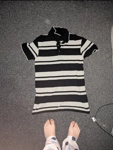 Grey Striped Polo Top - Picture 1 of 1