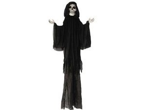 8 Ft Hanging Skeleton Reaper Halloween Prop Black Cloak Grim Decor Indoor Skull - Picture 1 of 1