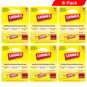 6 x Carmex Classic Lippenbalsam Stick LSF 15 - beruhigender & feuchtigkeitsspendender Schutz - Bild 1 von 2