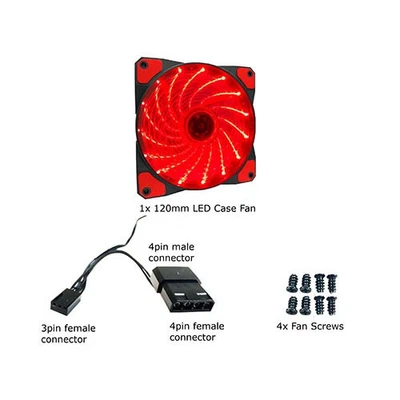 APEVIA CF12SL-SRD 120mm Red LED Ultra Silent Case Fan w/ 15 LEDs  Anti-Vibration - Image 1 of 4