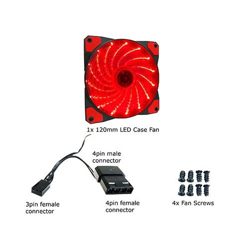 APEVIA CF12SL-SRD 120mm Red LED Ultra Silent Case Fan w/ 15 LEDs  Anti-Vibration - Image 1 of 4