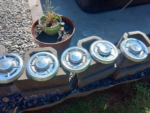 5 VINTAGE 1960-62 CHEVY CORVETTE BELAIR DOG DISH POVERTY HUBCAPS WHEEL COVERS - Picture 1 of 6