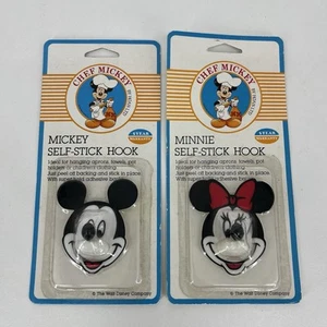 Vintage Chef Mickey Self Stick Hooks Set of 2 Disney Hoan Mickey Minnie Mouse - Picture 1 of 9