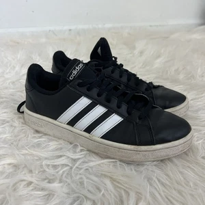 Adidas Grand Court Base Black/White Leather Sneakers Streetwear Size 8 Mens - Picture 1 of 10