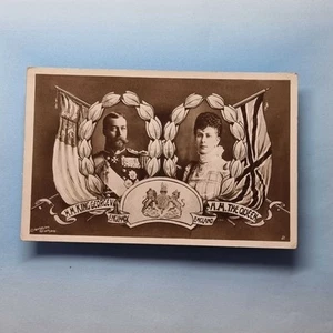 British Royalty Postcard George V & Queen Mary C1905 Patriotic Portrait - Bild 1 von 2