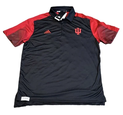NWT Men's Adidas Short Sleeve Indiana Hoosiers IU Red/Black Polo Large - Image 1 of 4