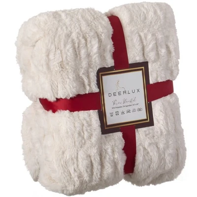Decorative 50 in. x 60 in. Comfortable Ruched Faux Fur Cozy Throw Blanket for... - Image 1 of 4