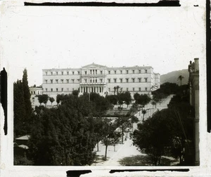 Lantern Slide, Early View of the Royal Palace with Lush Gardens, Athens c1900 - Picture 1 of 2