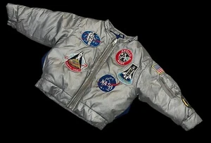 Up And Away Kids Bomber Jacket Silver Junior Flight Pilot Kids Coat Size S 4/5 - Picture 1 of 11