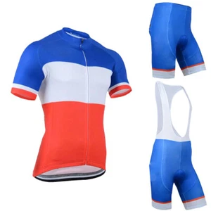 Vintage Cycling Suit Men's Short Sleeve Cycling Jersey Bib Shorts Set Gel Padded - Picture 1 of 12