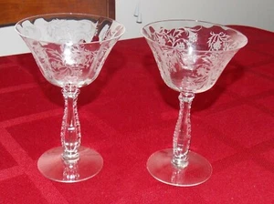 2 Fostoria Silver Flute Pattern Clear Crystal Heather Pattern Champagne Glass - Picture 1 of 10