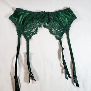 Victoria's Secret Second Skin Satin Spitze Strumpfgürtel Medium Waldgrün - Bild 1 von 4