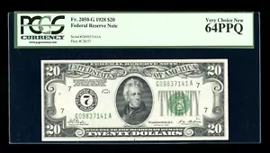 DBR 1928 $20 FRN Chicago Numeral Fr. 2050-G PCGS 64 PPQ Serial G09837141A - Picture 1 of 2
