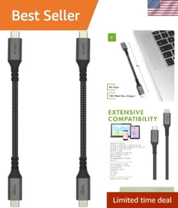 6-Inch USB-C Cable 40Gbps 100W Fast Charging Data Transfer Travel Pack - Photo 1 sur 9