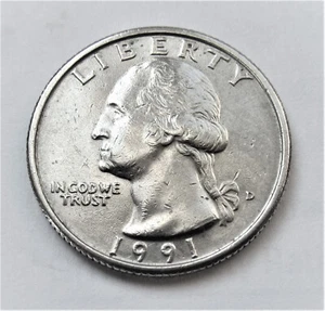 1991 D US Washington Quarter 75 % copper & 25 % nickel - combined shipping - Picture 1 of 2