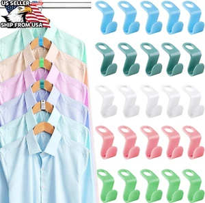 100 PCS Clothes Hanger Connector Hook Closet Hangers Organizer Space Saving Clip - Picture 1 of 9