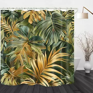 Hawaii Tropical Green Shower Curtain Tropical Leaves Plant Shower Fabric Shower - Picture 1 of 12