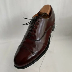 Bostonian Oxfords Burgundy Leather Cap Brogue Almond Toe Shoes USA Size 9.5D/B - Picture 1 of 11