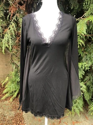 NWT Dolls Kill Trickz N Treatz Small Halloween Black Top with Lace & Sheer Wings - Image 1 of 4