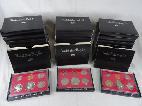 (30) 1980 1981 & 1982 US Mint Proof Sets Original Packaging OGP Wholesale Lot Cover